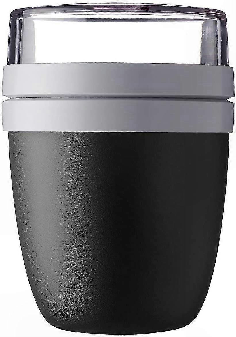 500ml Multi-Functional Food Container, Ideal for Cereal, Yogurt, and Meals, Fridge, Microwave & Dishwasher Safe, 10.5x10.5x14.5cm (Black)