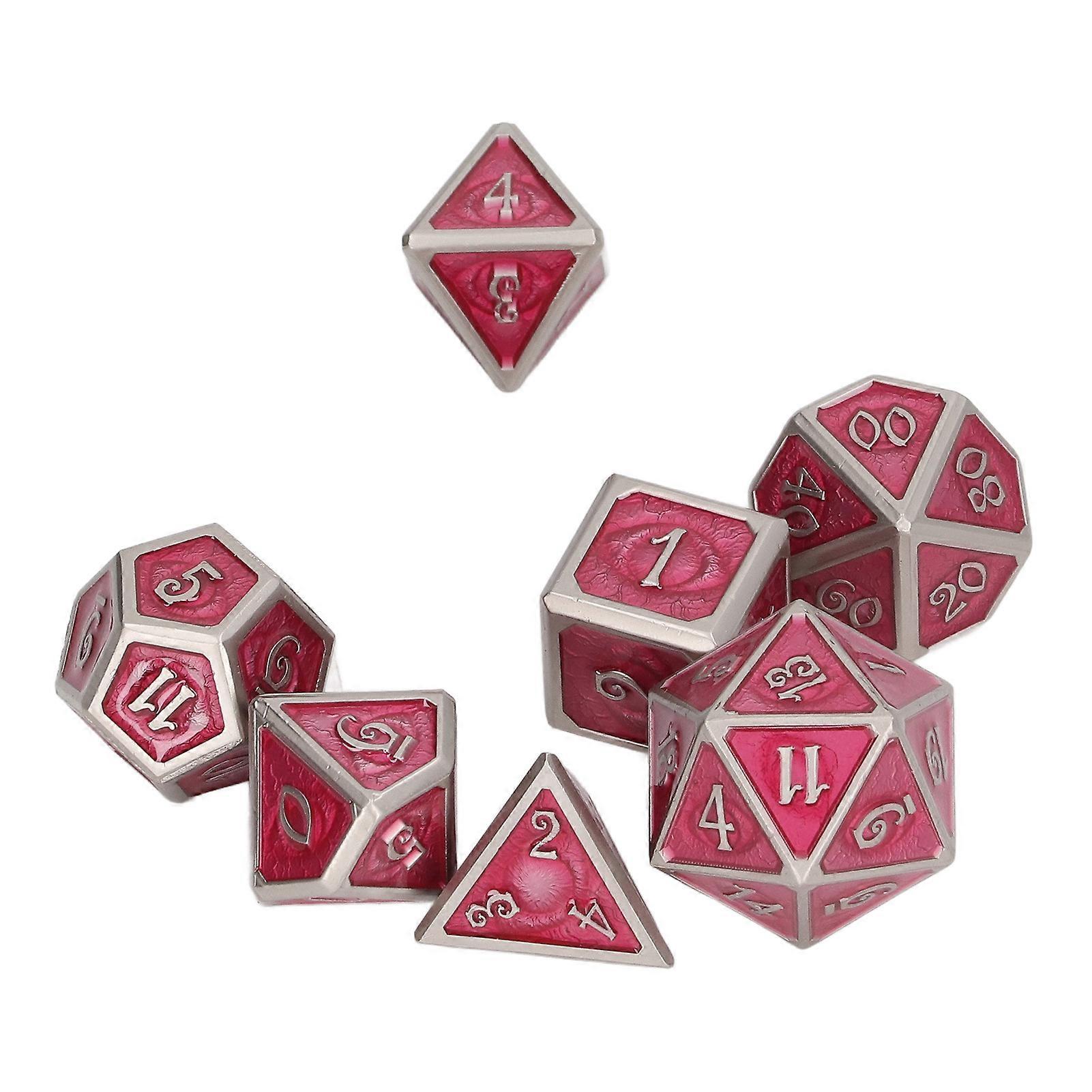 7-Piece Metal Polyhedral Dice Set with Detailed Engravings for RPGs
