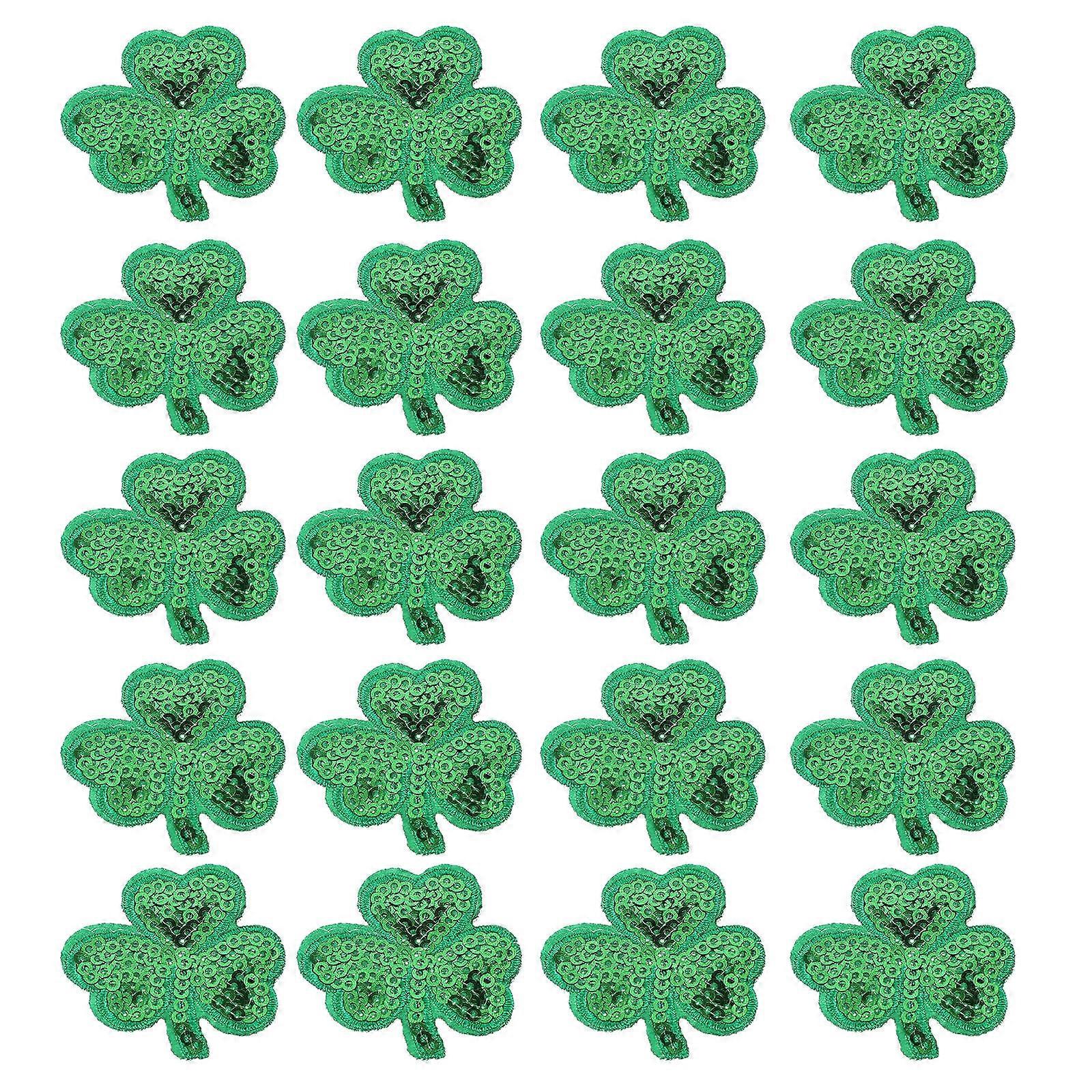 Self Adhesive Clothes Patches Shamrock Stickers for St. Patrick's Day DIY Embroidery Repair and Decoration Green Design Creative Use