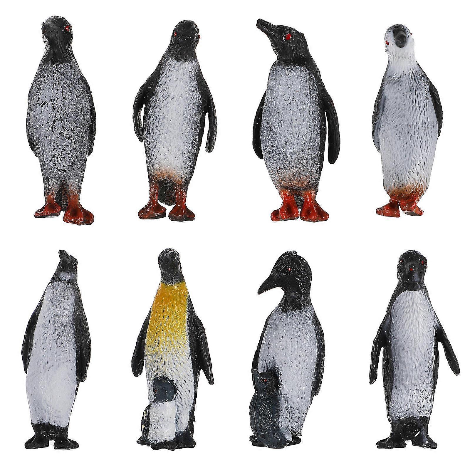 Adorable Penguin Figurines Set of 8 Realistic Plastic Animal Ornaments for Decorating Use Multi
