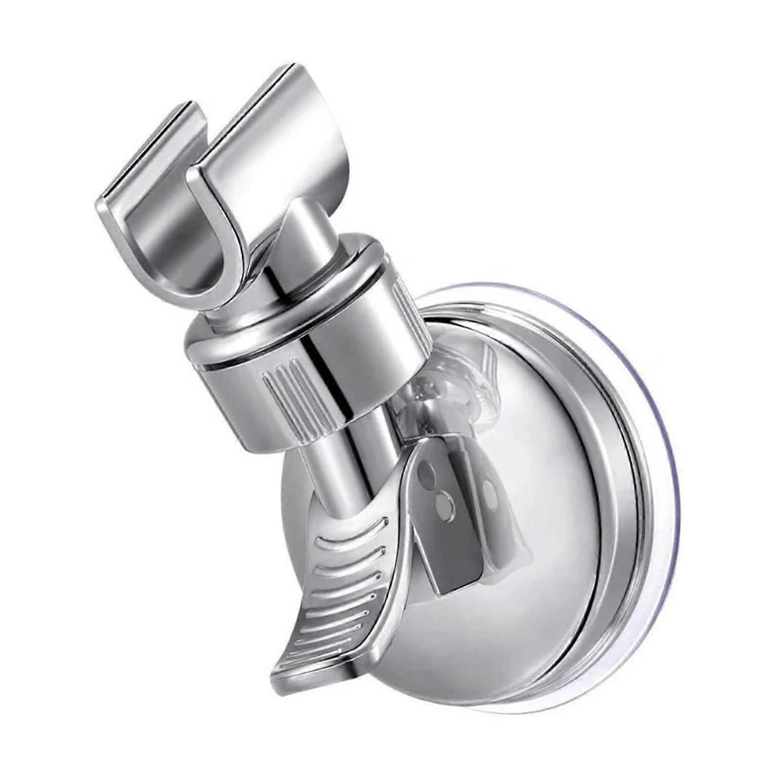 Shower Head Holder with Suction Cup, Adjustable Wall Mount for Bathroom, Universal Fit, Silver Finish