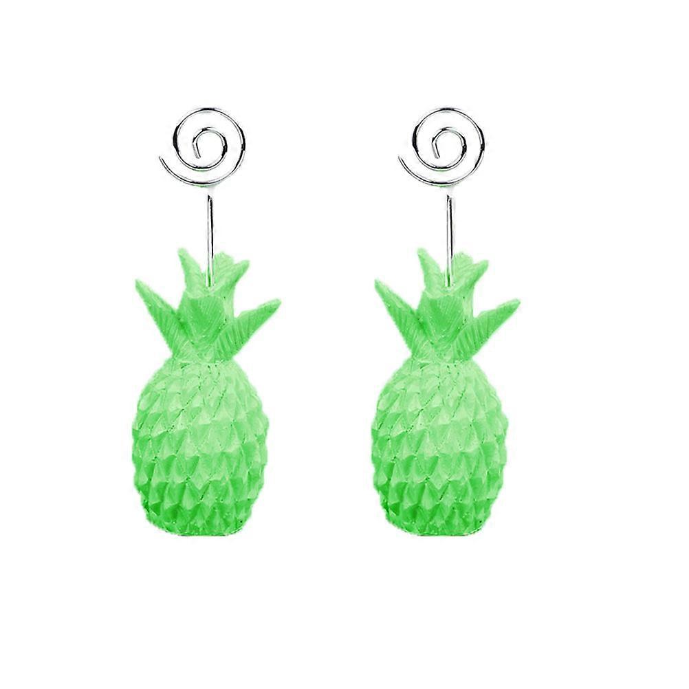 Pineapple Shaped Metal Memo Clips 2Set Message Holder Green for Tabletop Use
