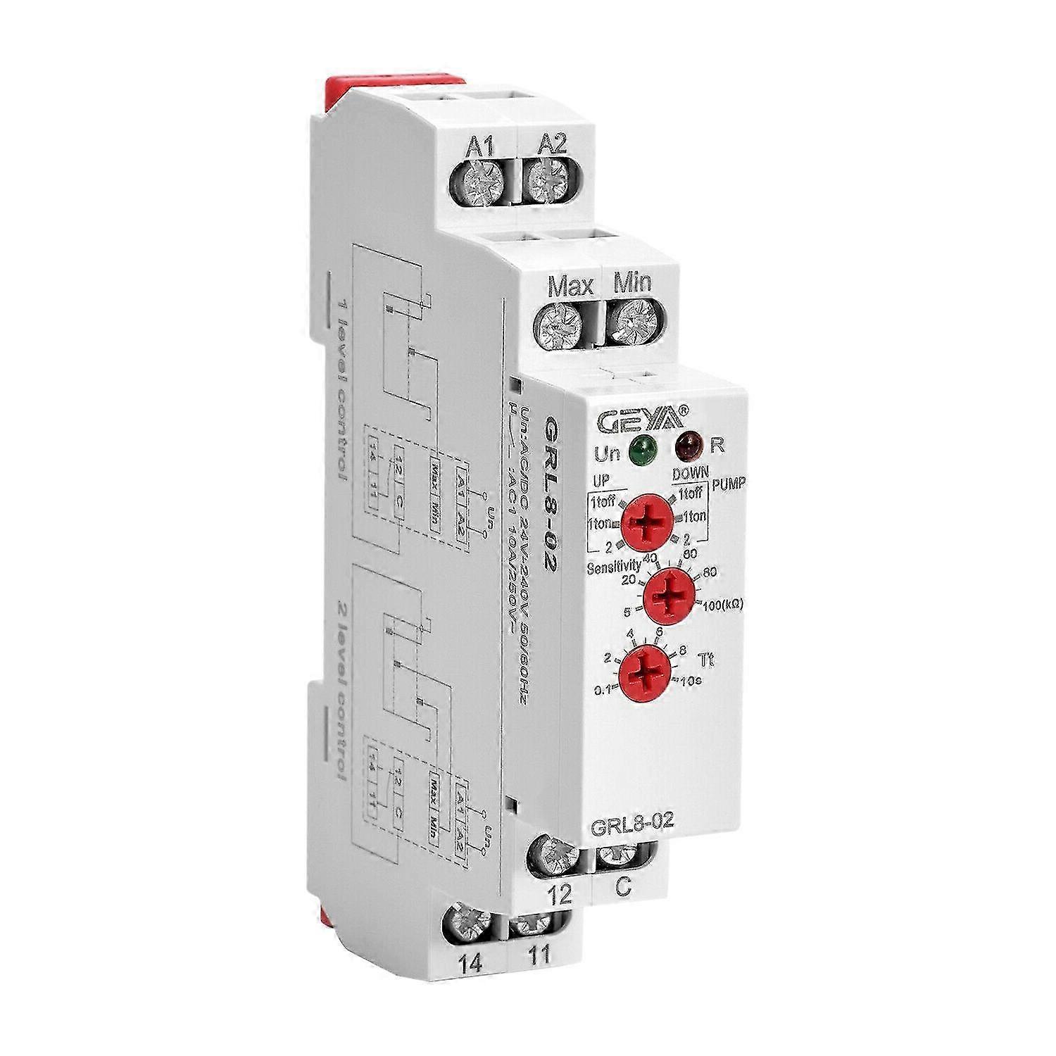 GRL8-02 Liquid Control Relay with Level Control for Wide Range Voltage 24VAC-DC to 240V, Water Pump Application