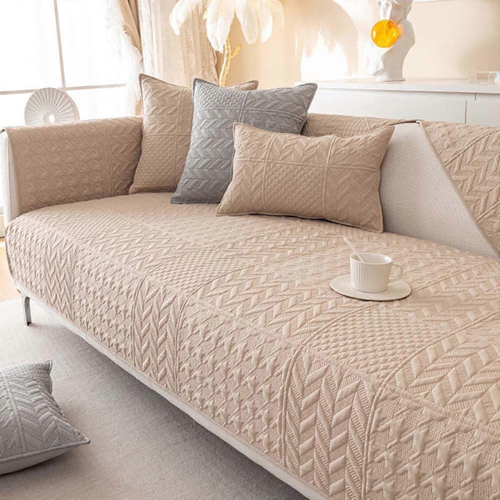 LShaped Sofa Cover AntiSlip Washable Slipcovers for 3/2/1/4 Seater Sectional Couch Thick Protector for Corner Sofas Khaki 110x180cmDurable Stylish