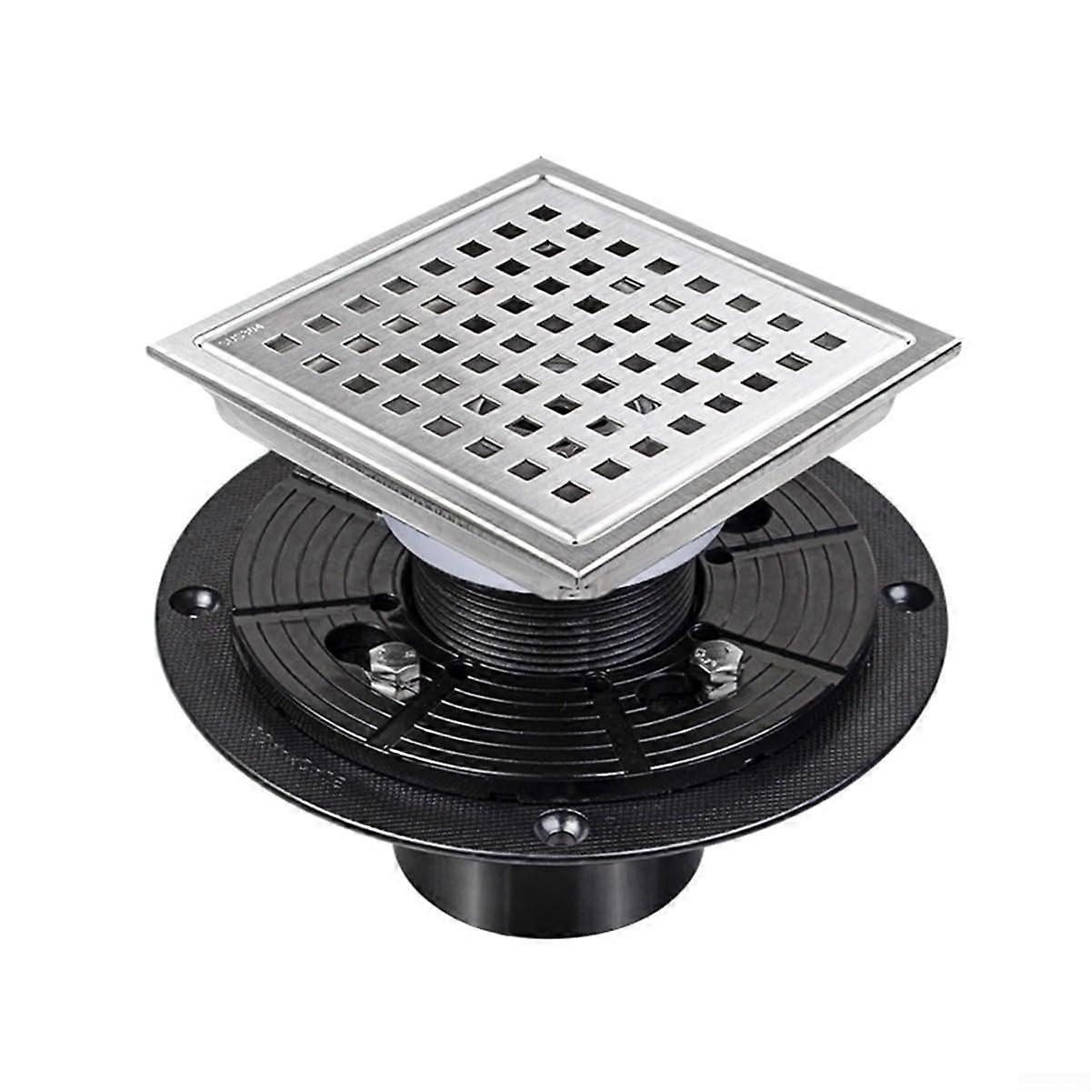 Quadratic shower floor drain 304 stainless steel drain efficient water flow (4 inch)