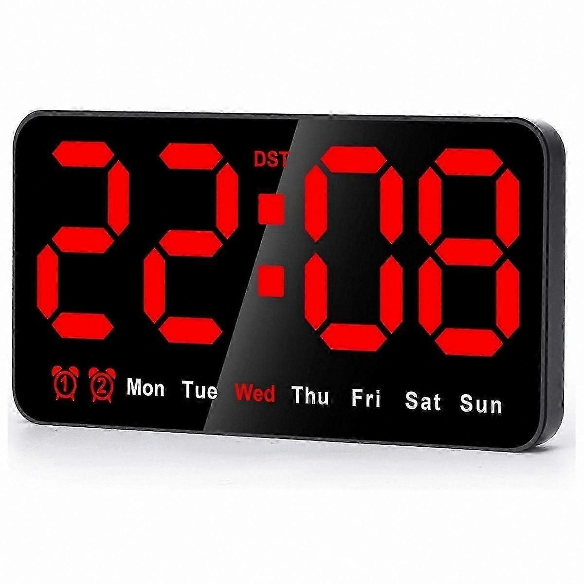 Large LED Wall Clock, 9-Inch Digital Display with 12/24H Option, Big Numbers, Silent Operation