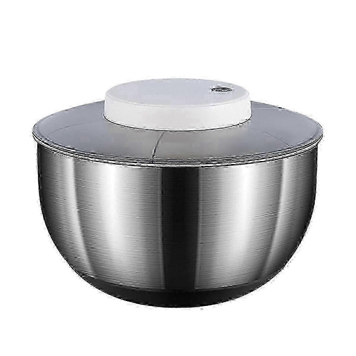 银白色电动沙拉旋转器和蔬菜清洗机 - 新鲜蔬菜的多功能厨房工具