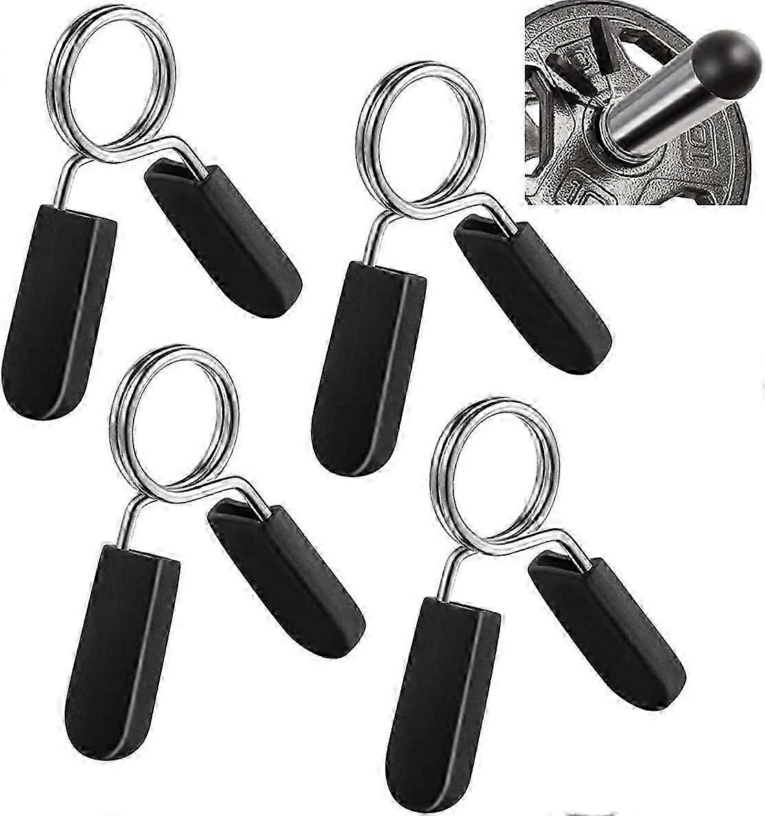 Spring Clip Collars, 1 inch (25 mm) for Smooth Dumbbell Handle or Standard Weightlifting Barbell (Pack of 4)