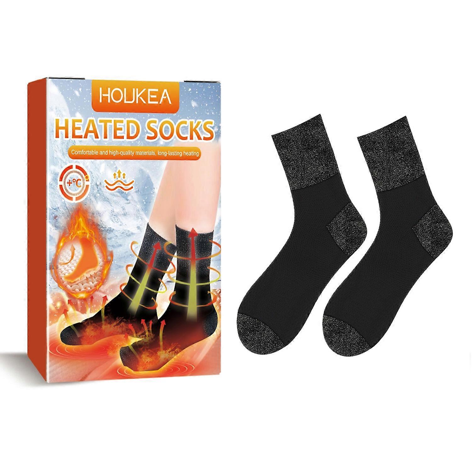 1-6x HOUKEA HKA06-A017-2-MK1 1 Pair Self-Heating Mid-Tube Foot Warmer Socks Warm Winter Outdoor Cycl