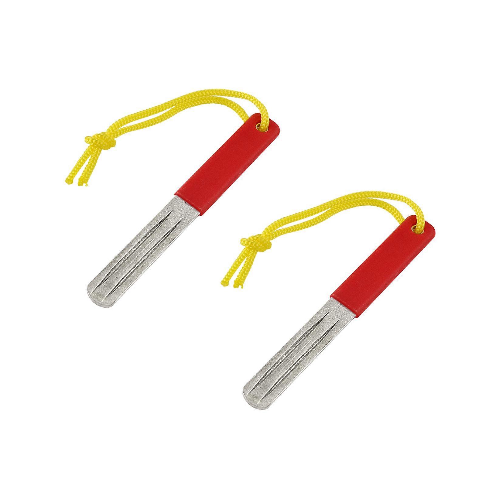 2Pcs Double Sided Fishing Hook Grinding Stone Hook Sharpening File Portable Grinding Tool for Outdoor Fishing Enduring Multicolor