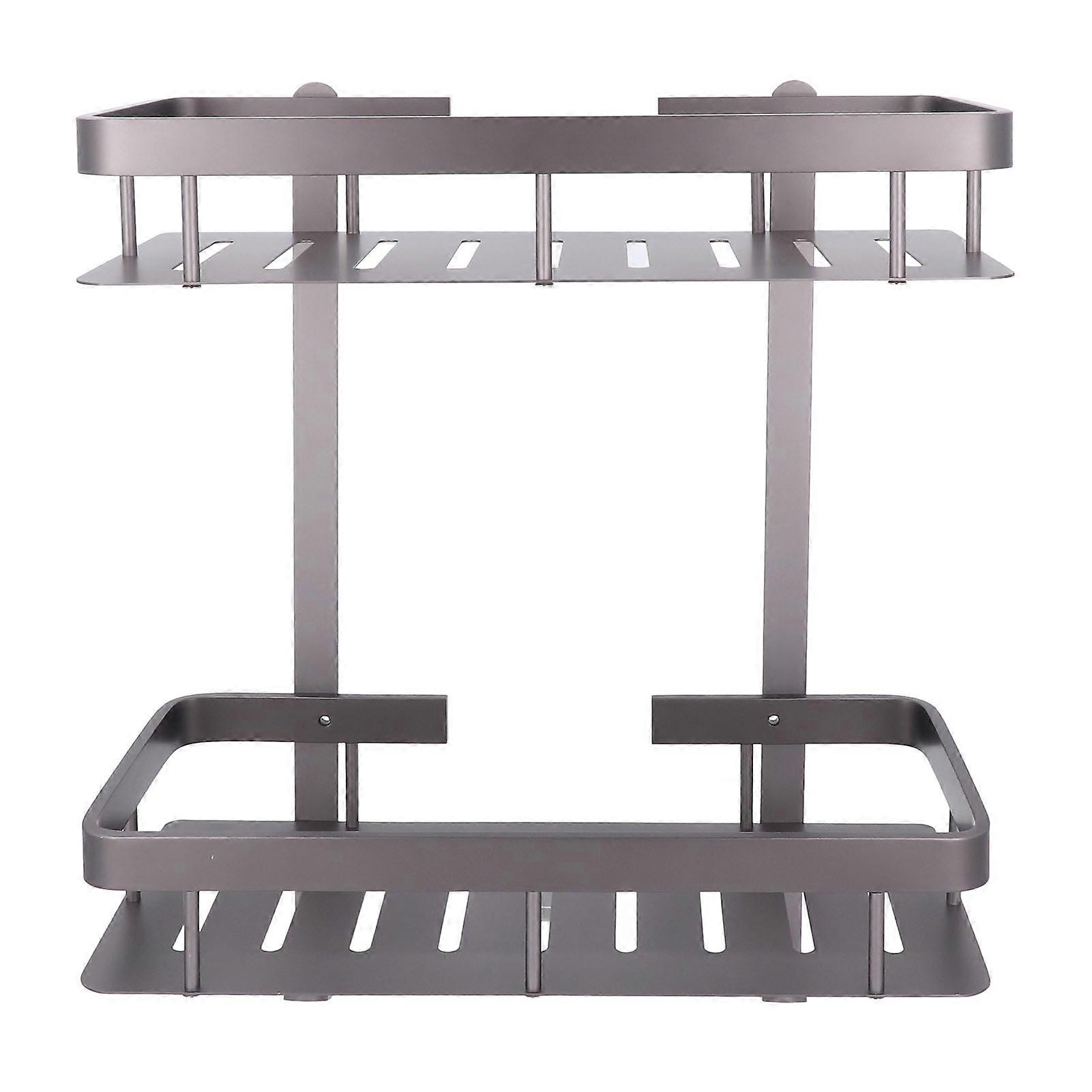 Bathroom Storage Shelf Double Layer Aluminum Alloy Wall Mounted