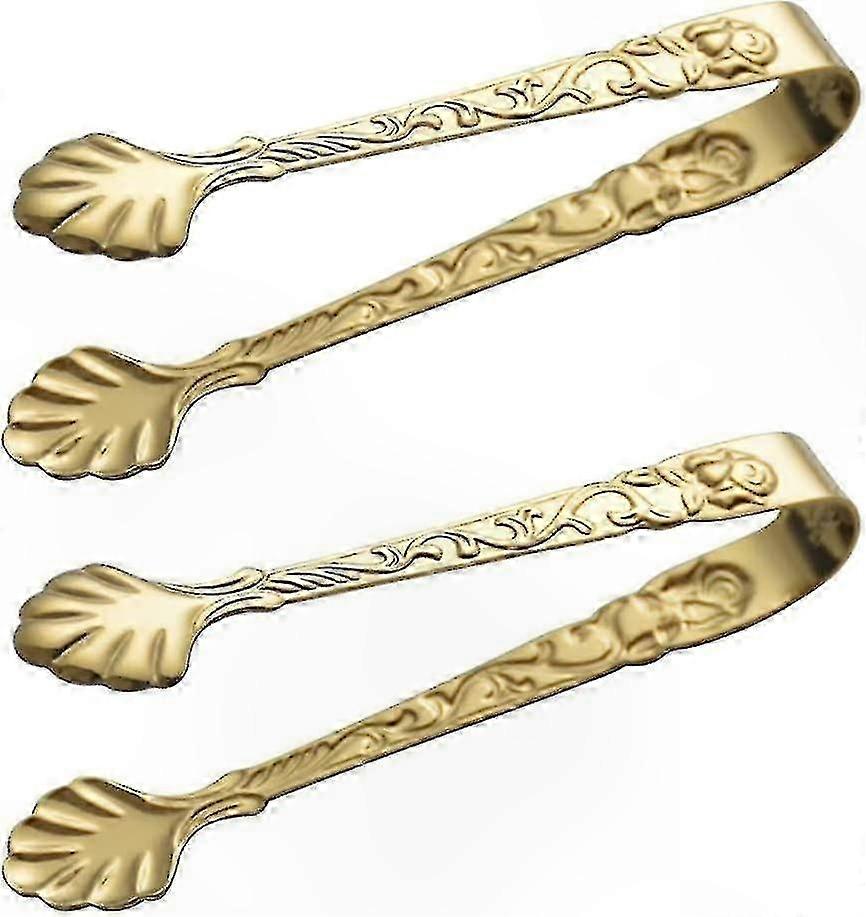 2-Pack Gold-Plated Sugar Tongs for Candy, Ice Cubes, and Party Decor