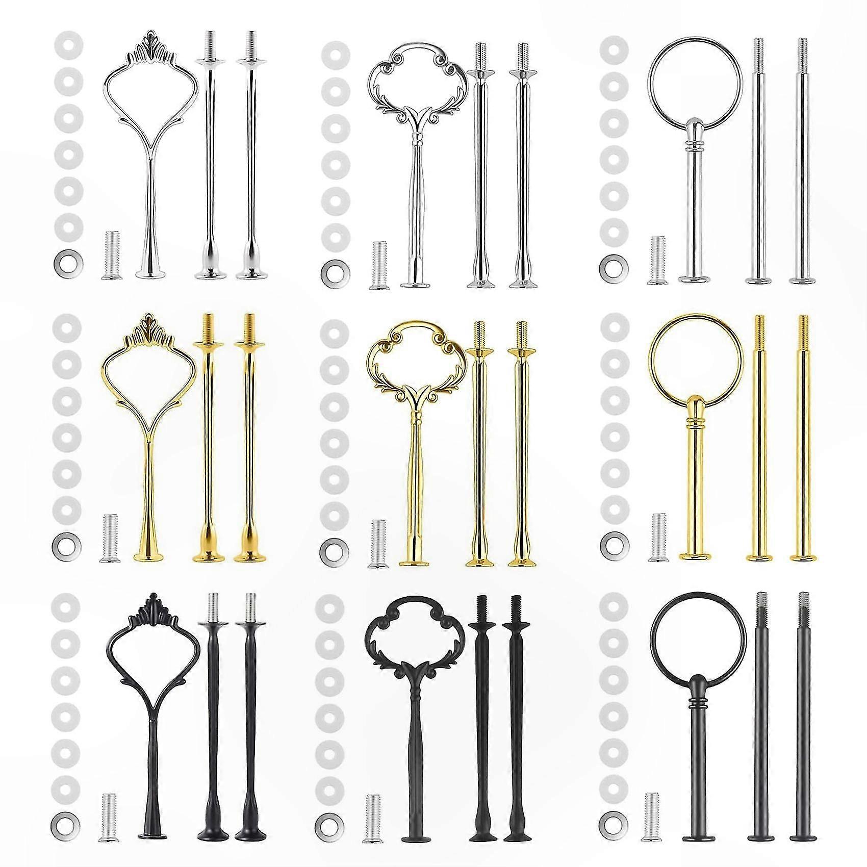 3-Tier Cake Stand Hardware Kit, 9-Piece Set for Tiered Tray Fittings and Cake Stand Assembly
