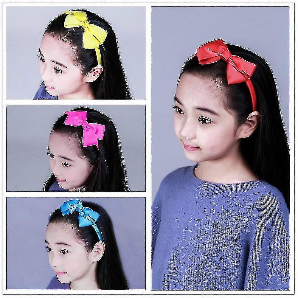 6 Pcs Girls Grosgrain Ribbon Headbands With Bows