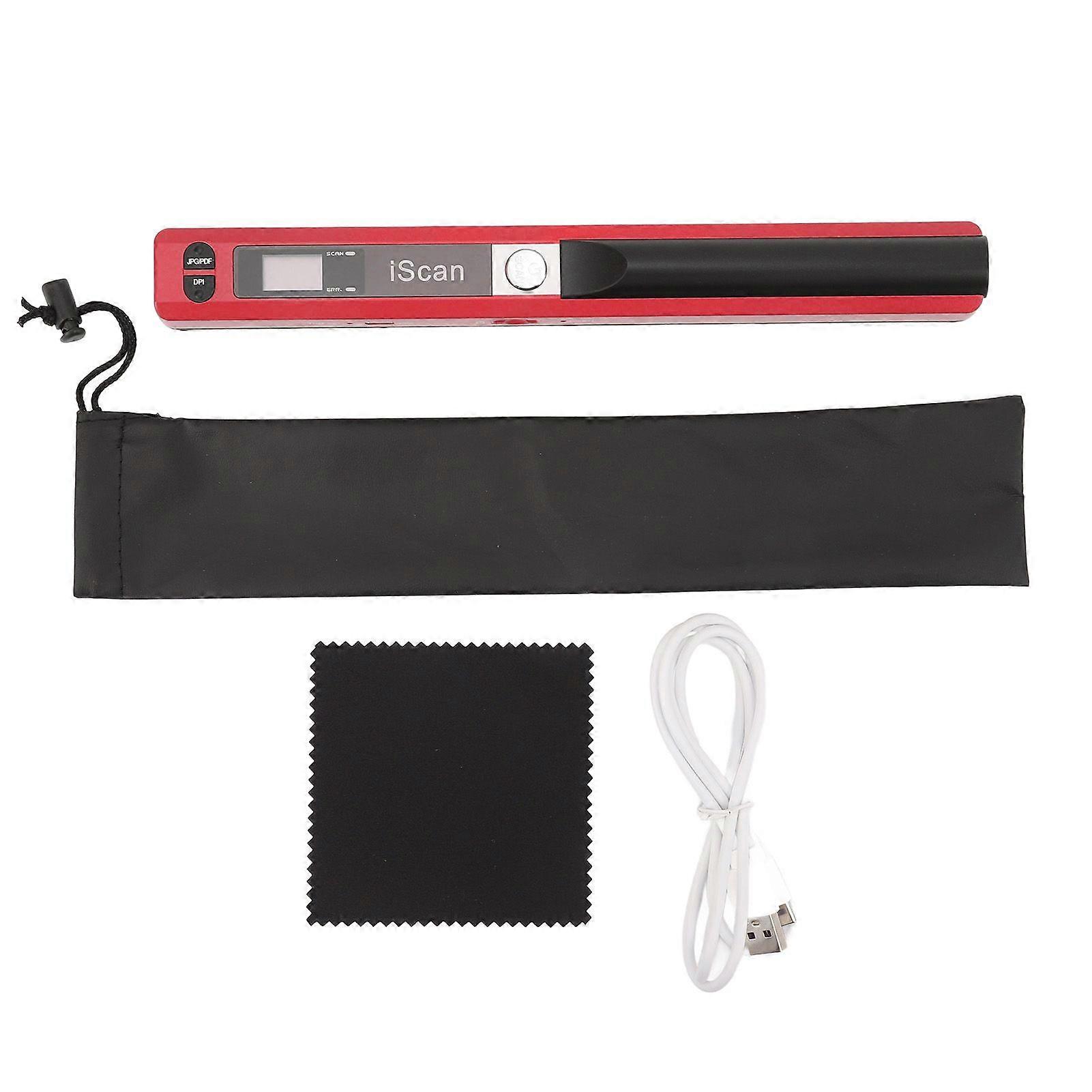 A4 Document Scanner Portable 900 DPI Multifunctional Handheld Image Scanner for Home and Office Red