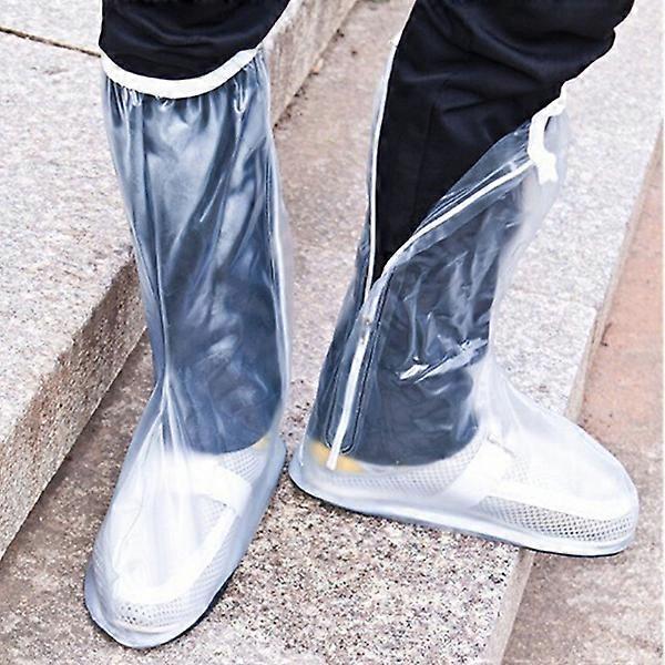 Reusable Waterproof Shoe Covers with NonSlip Rubber Soles for Outdoor Use Transparent Size L Sole Length 29 5cm