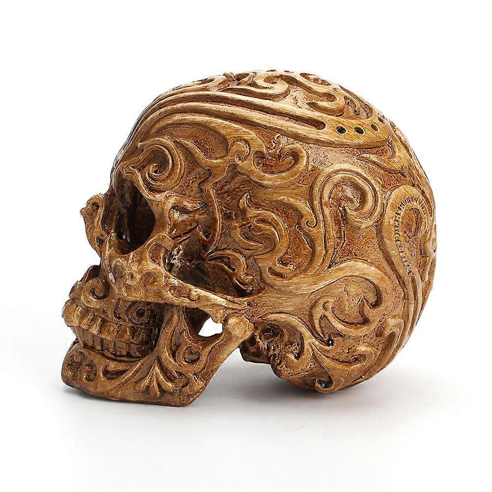 Horror Resin Skeleton Head Skull Decor for Party 1Pcs Brown