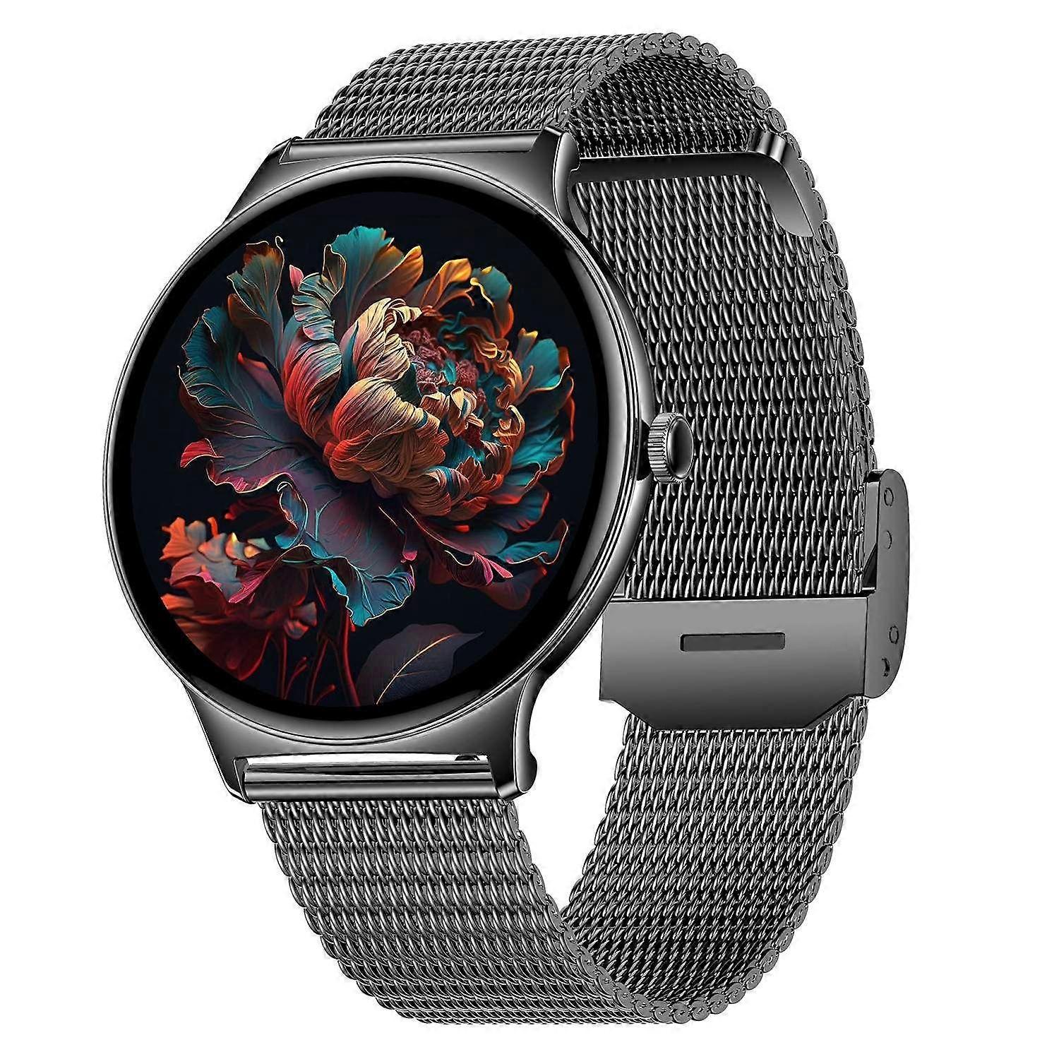 Smartwatch V89 1.43 Inch AMOLED Womens Health Bluetooth Calling Elegant UI Chronus (Black)
