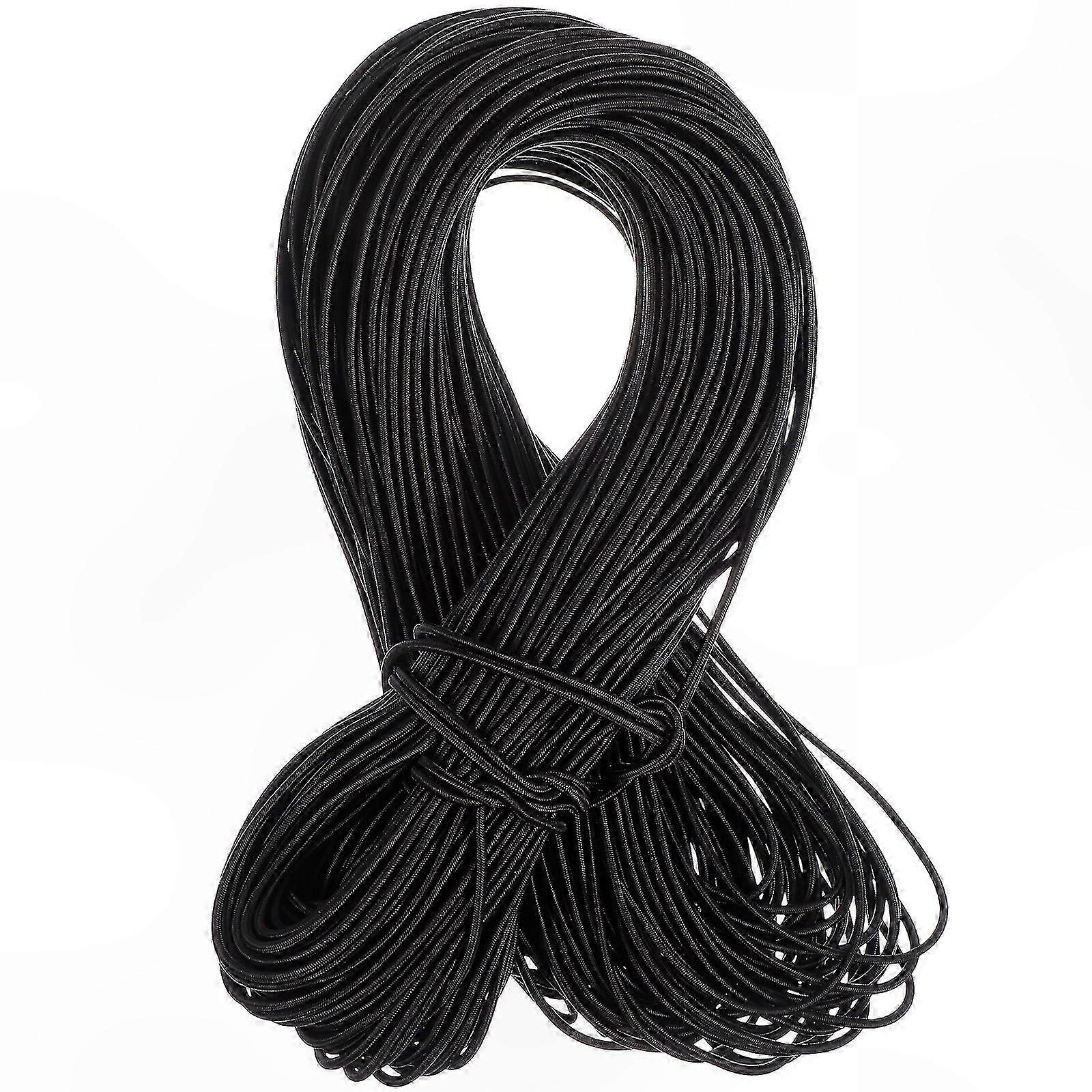 2.5mm Black Elastic Cord for Mask Making, Stretchy Round Ribbon String for DIY Crafts