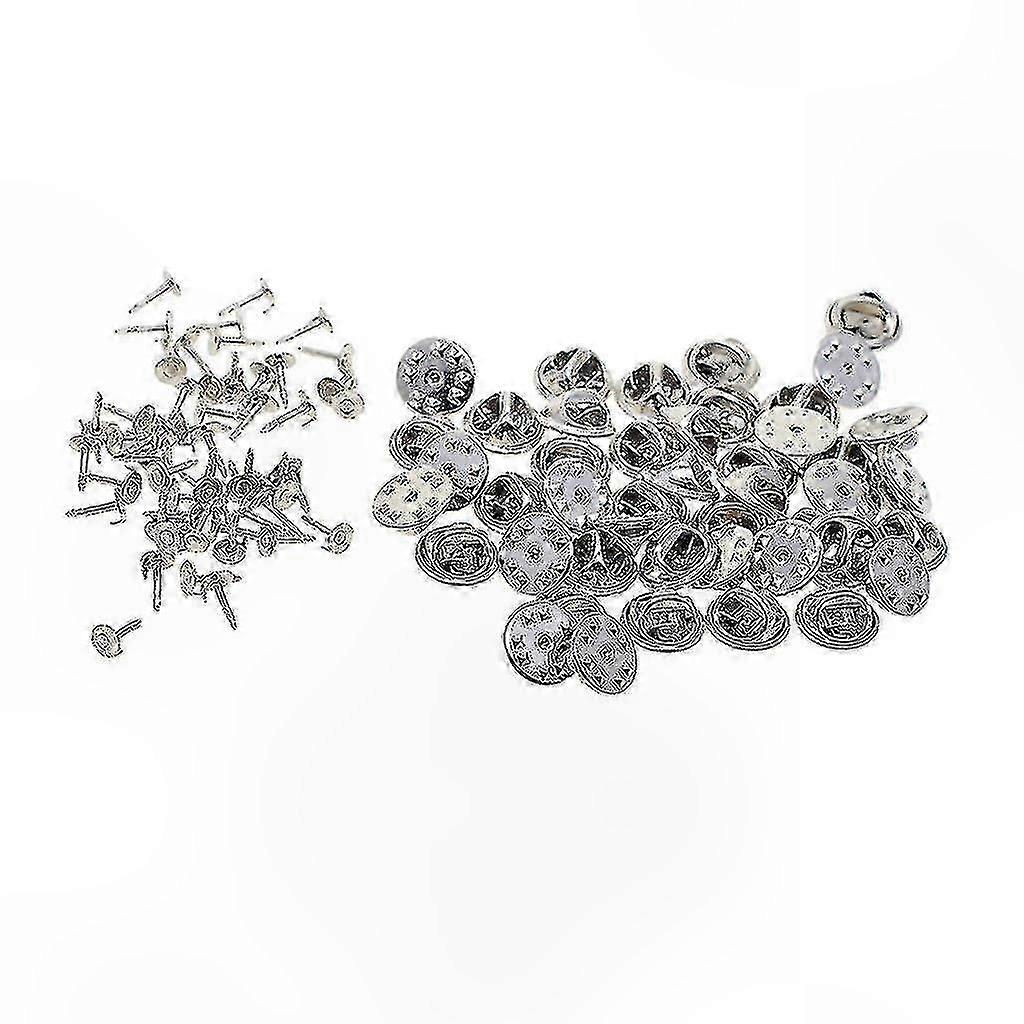 50 Pack Silver Metal Fasteners for Badges, Hats, and Lapel Pins with Butterfly Clasps