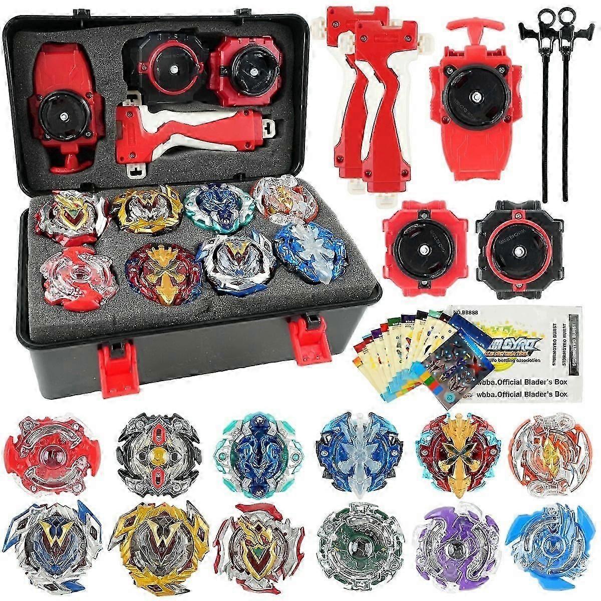 Battling Top Burst Gyro Toy Set for Kids with 12 Spinning Tops and 3 Launchers