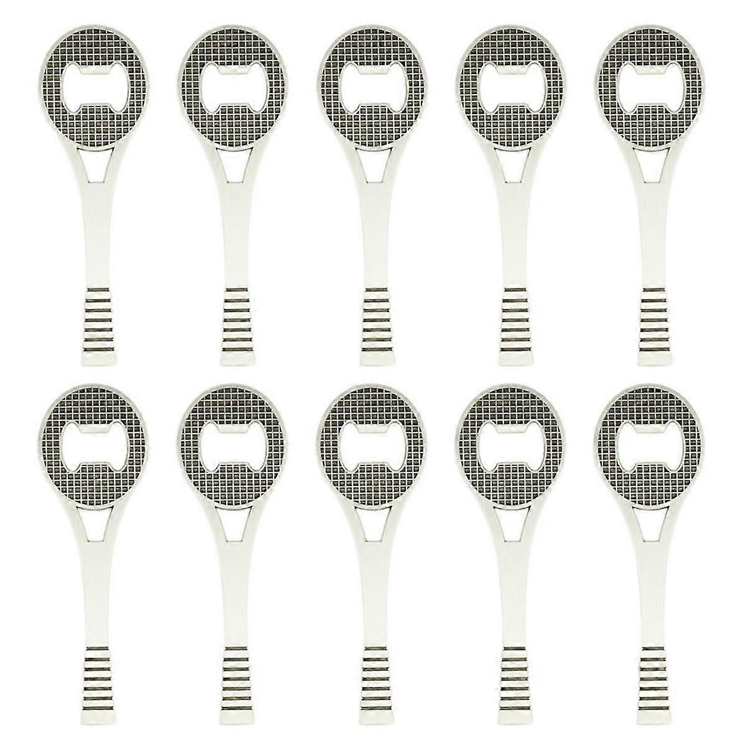 Racket Shaped Manual Can Opener Beer Cap Opener Silver