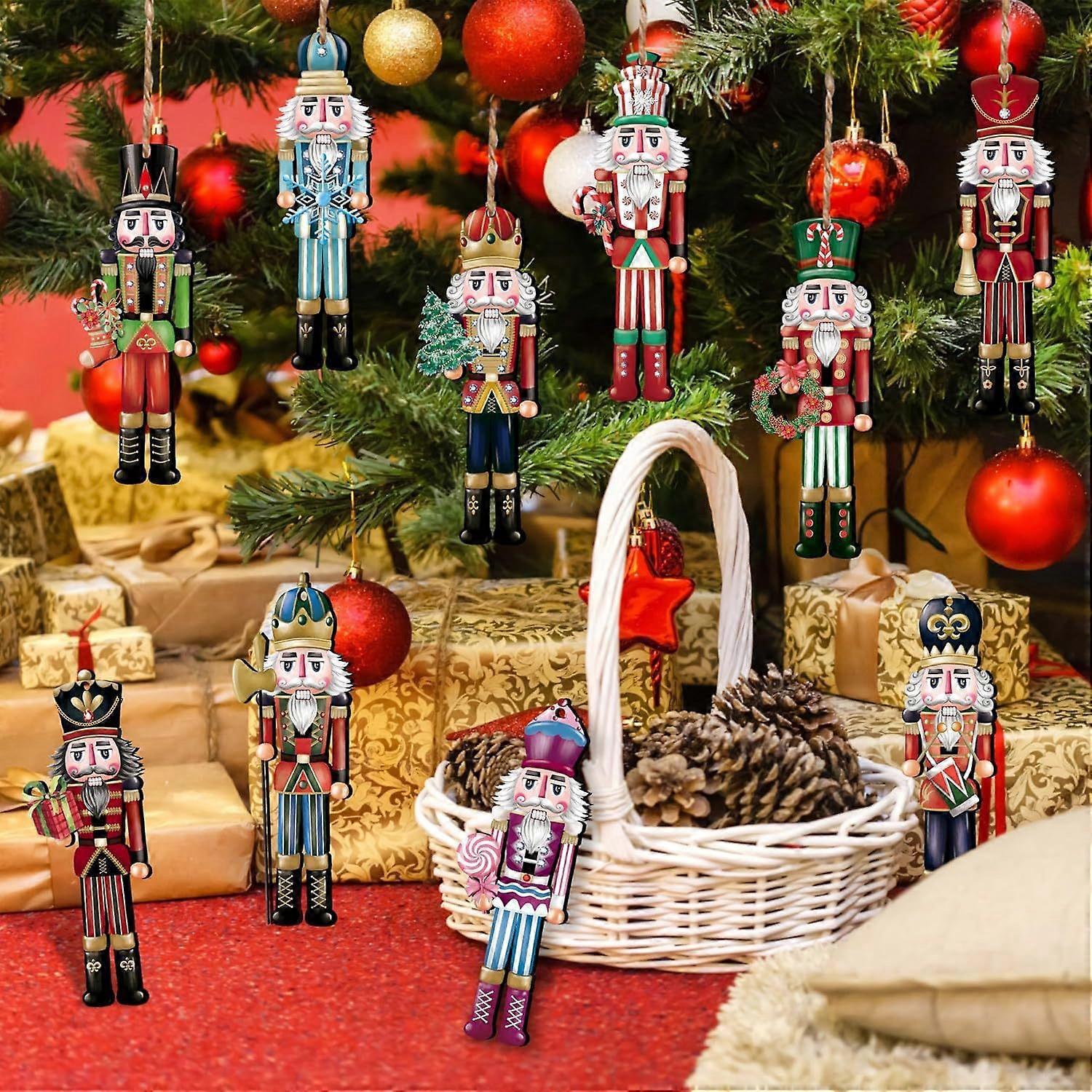 New Nutcracker Wooden Pendant Christmas Tree Hanging Gingerbread Christmas Candy Flat Ornaments Handmade