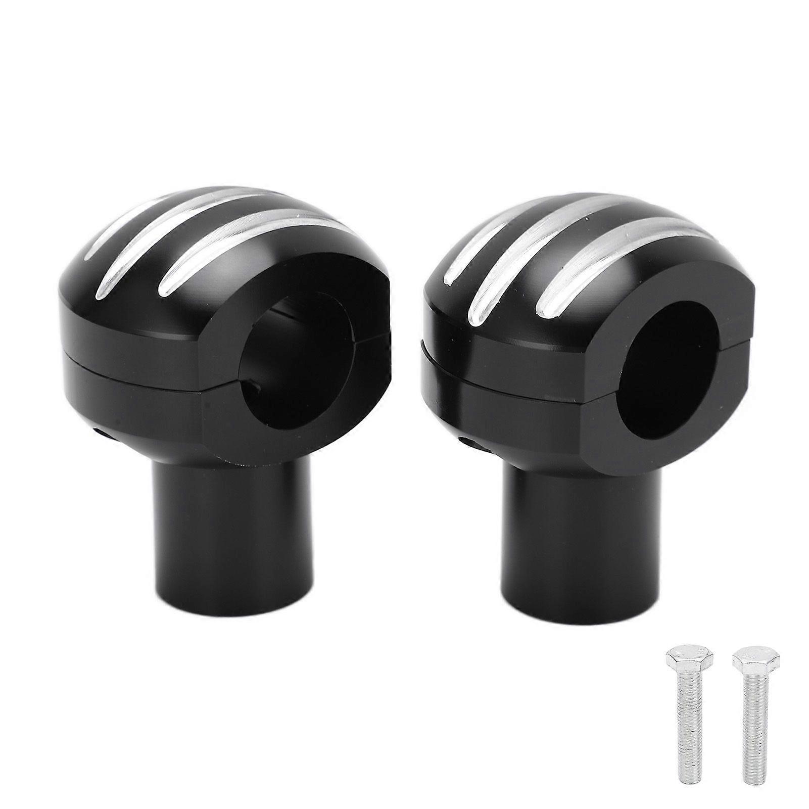 Motorcycle Handlebar Riser 25mm CNC Universal Motorcycle Handlebar Clamp Round Head with Stripe Handlebar LifterBlack