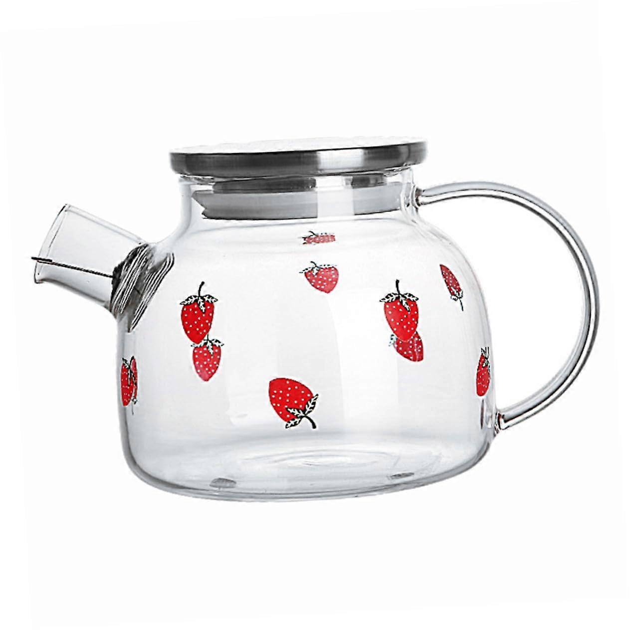 Heat Resistant Glass Juice Pot With Filter For Cold Brew Tea, Clear Beverage Kettle, Smooth Pour Teapot