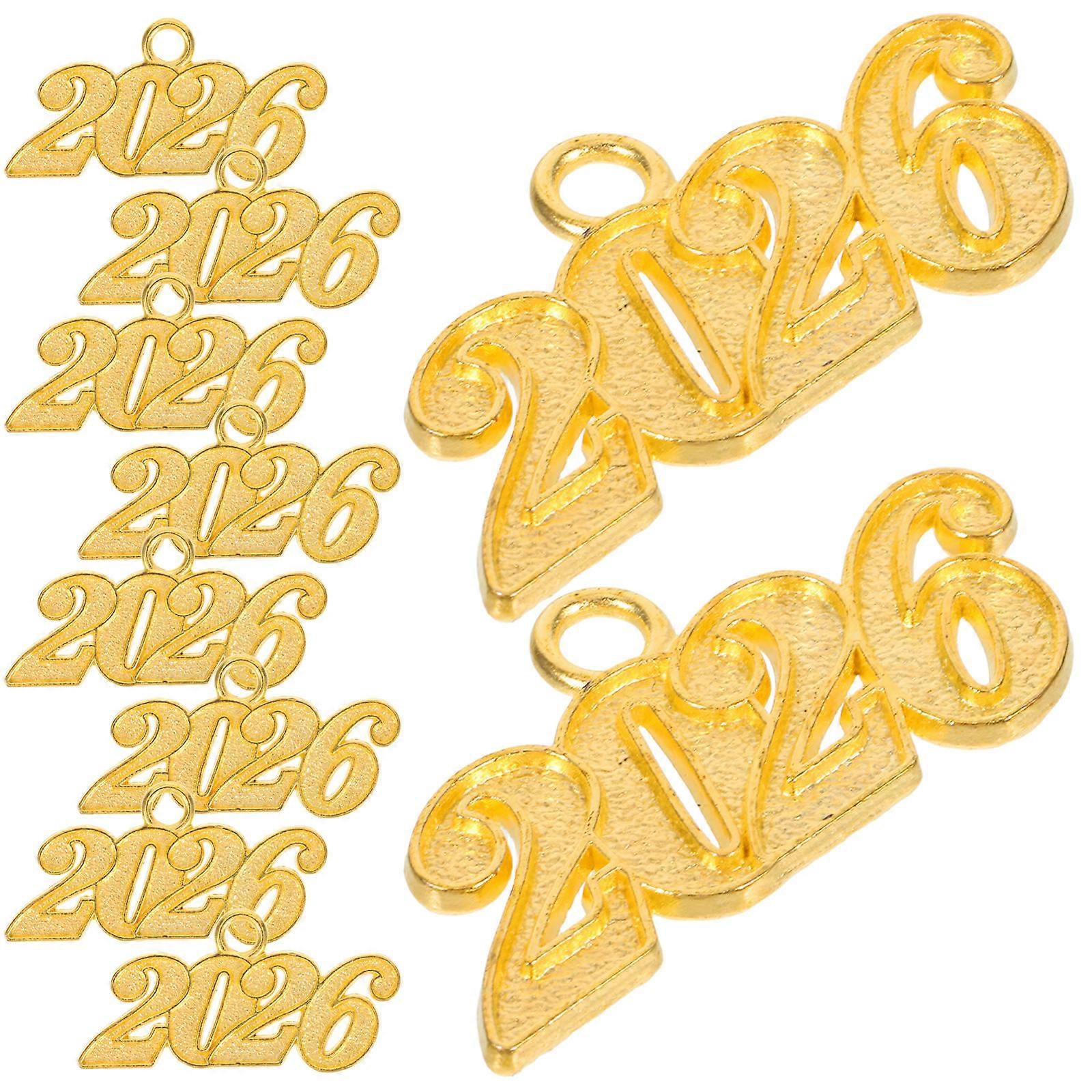 2026 Number Charm Graduation Pendant for DIY 50Pcs Zinc Alloy Golden