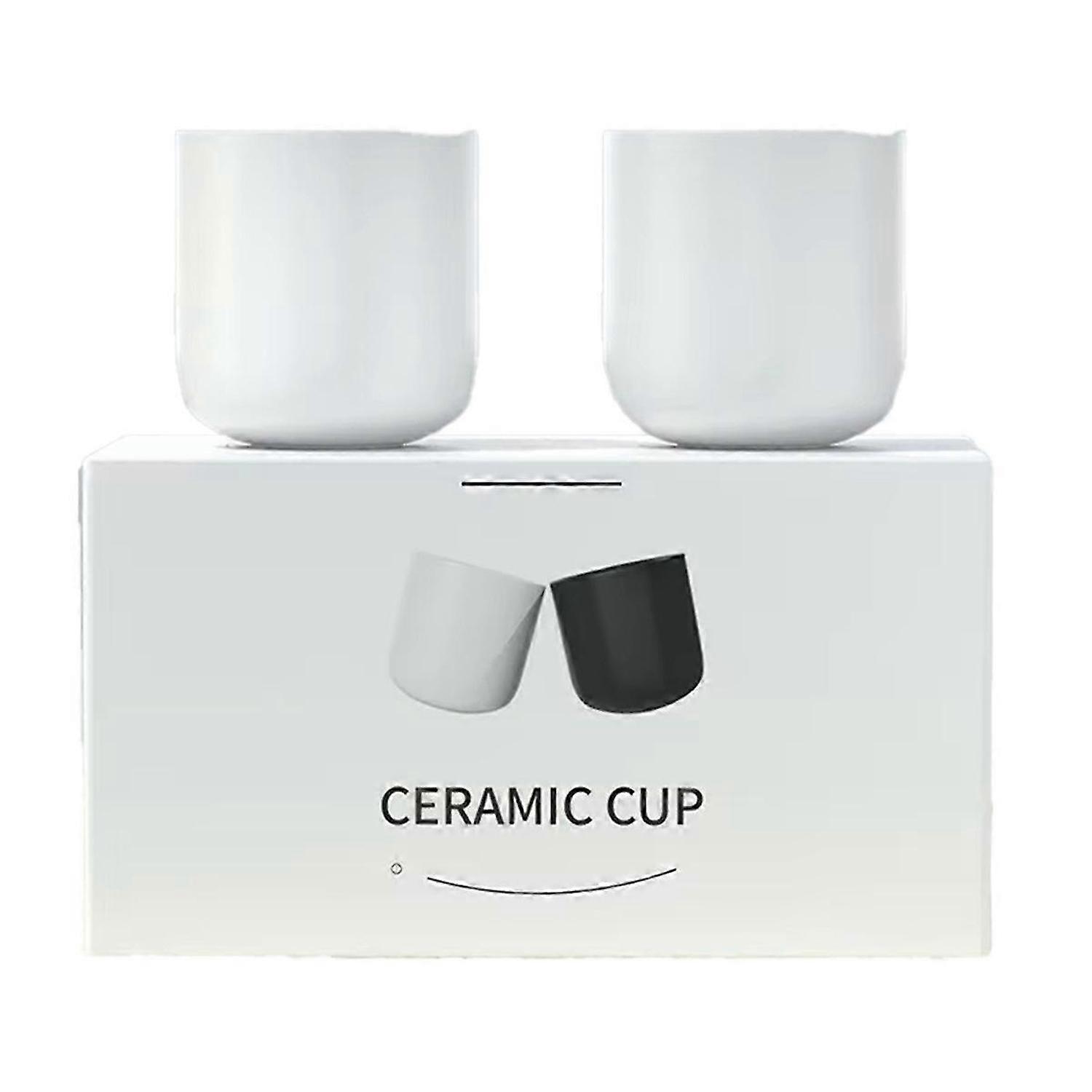 2Pcs Ceramic Coffee Cup Set,Espresso, Latte, Milk & Cold Brew,White
