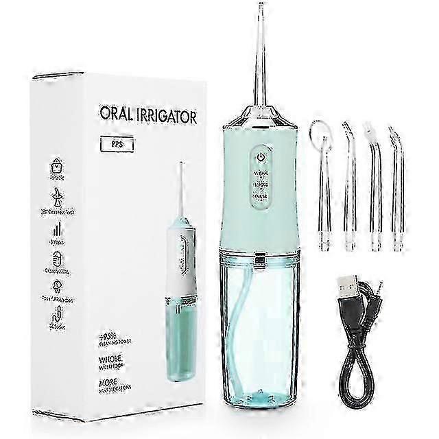 Oral Irrigator Portable Dental Water Flosser USB Rechargeable Water Jet Floss Tooth Pick 4 Jet Tip 220ml 3 Modes IPX7 1400rpm