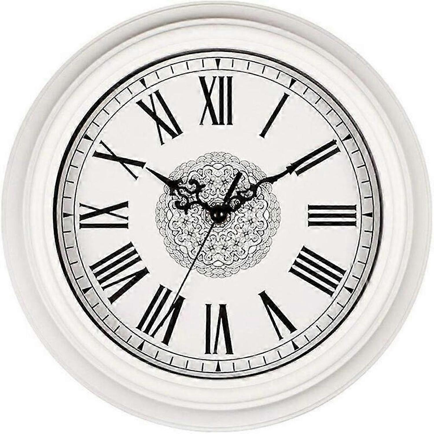 Wall Clock 30cm Roman Numerals Kitchen Clock with Large Dial Classic European Style White