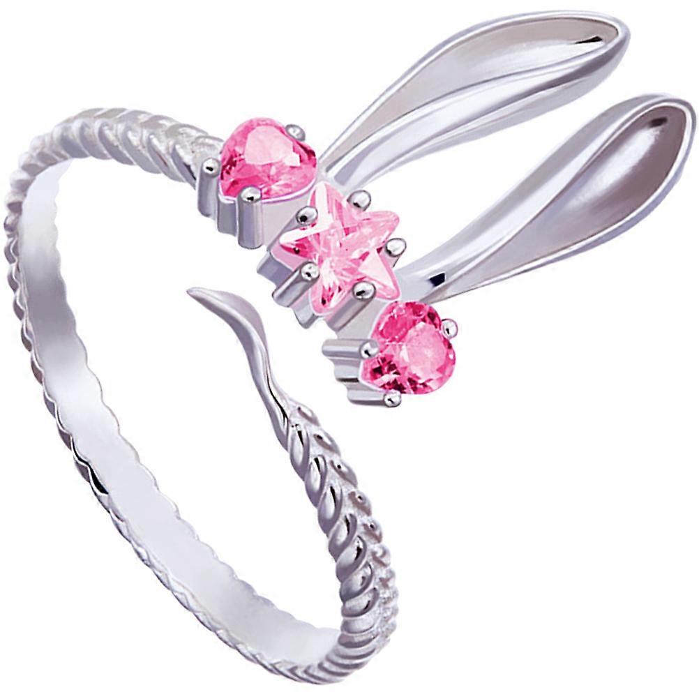 Rabbit Ear Ring Silver Copper Open Ring for Women Engagement Band