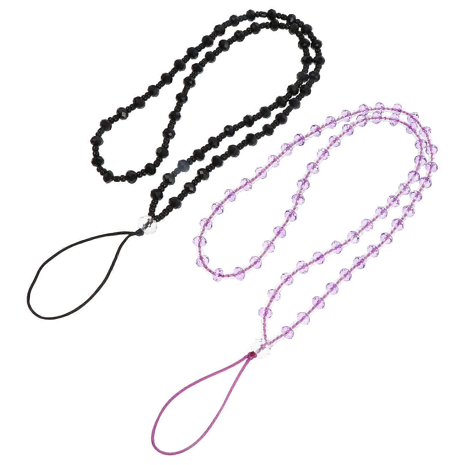 Phone Neck Straps Durable Crystal Beads for Daily Use 2Pcs