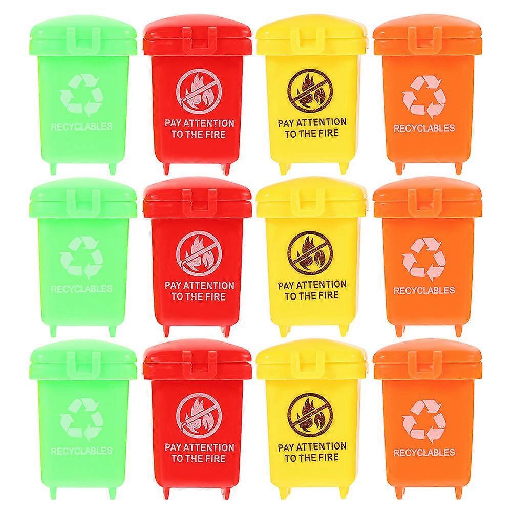 Children's Toy Trash Can Miniature Trash Can for Dollhouse 12Pcs Set