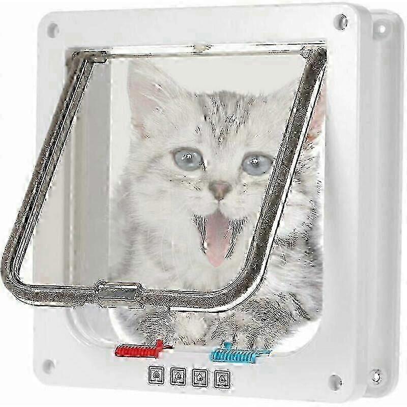 White Cat Flap Door with Screw Kit, Providing Secure Pet Access for Cats and Small Dogs
