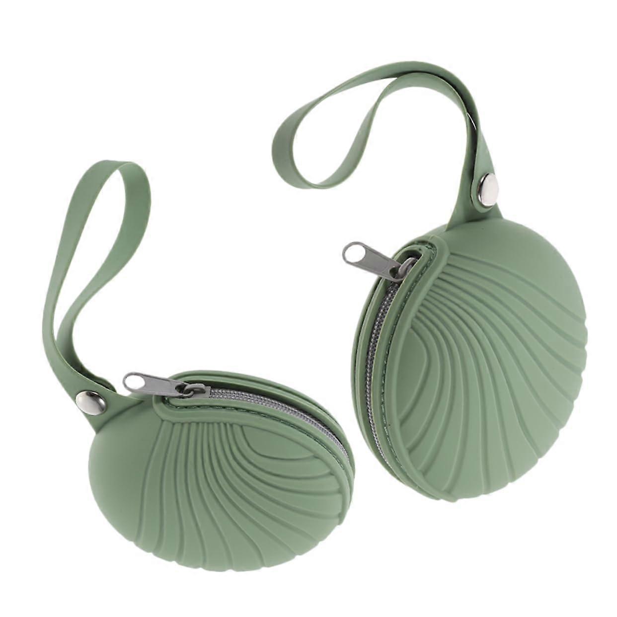 Silicone Storage Bag Set of 2 for Toiletry Travel, Washable Compact Coin Purse with Zipper Closure, Modern Design