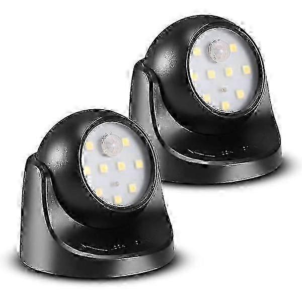 6000K waterproof wireless battery powered LED wall lamp with motion sensor - automatic on/off 2pcs, cool white
