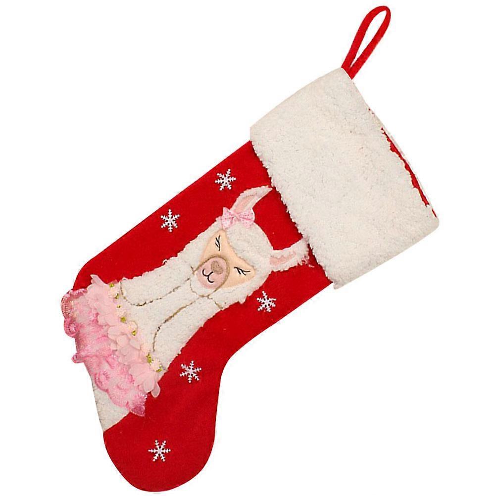 Xmas Stocking Pendant Alpaca Pattern Socks Ornament for Party 3Pcs