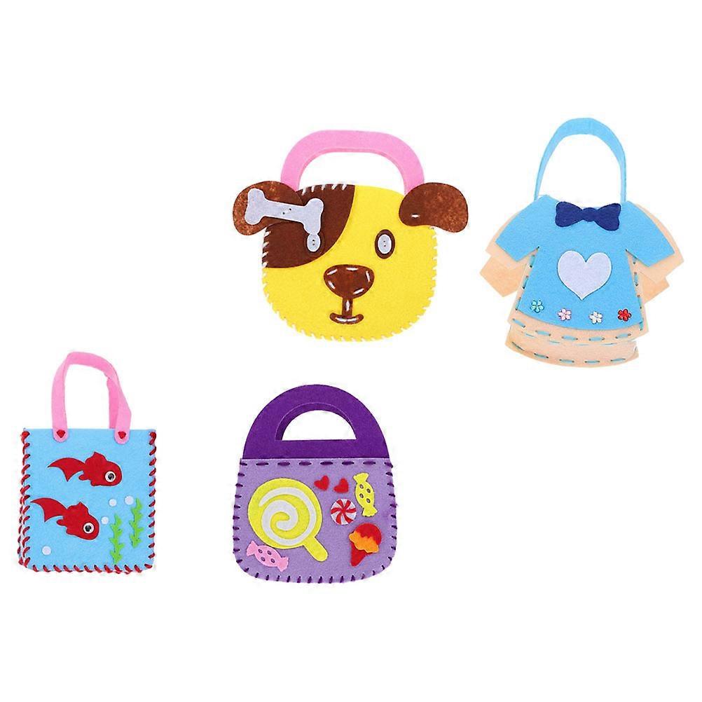 Kids Hand Bag Making Kit DIY Non-Woven Bag Material 4Sets for Home