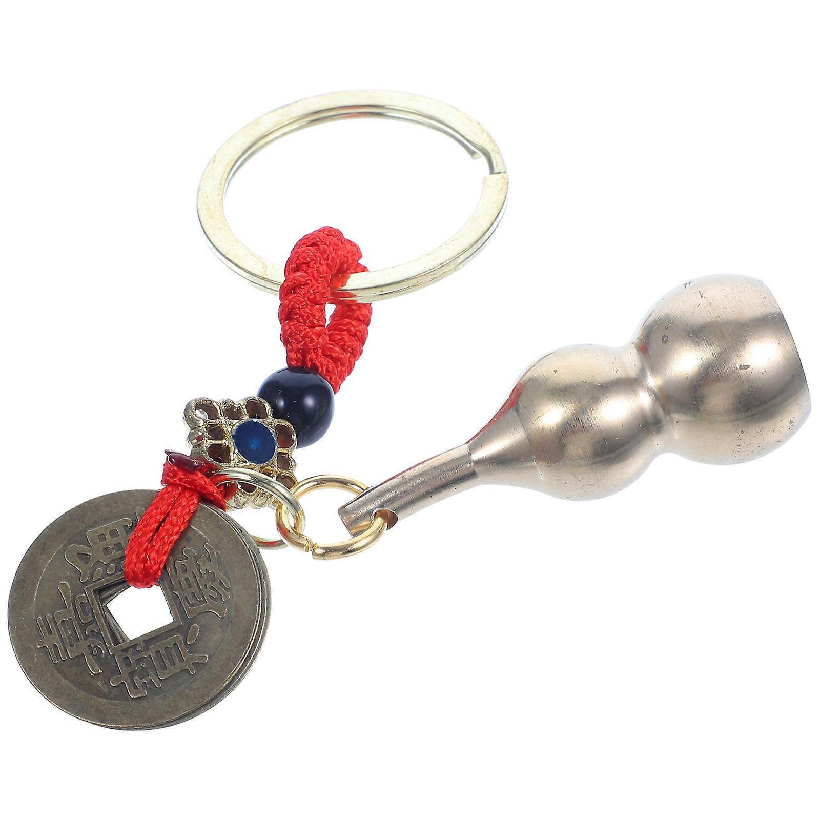 Car Keychain Fine Copper Shape Golden 12x1.5x1.5cm Key Holder for Bag 1Pc