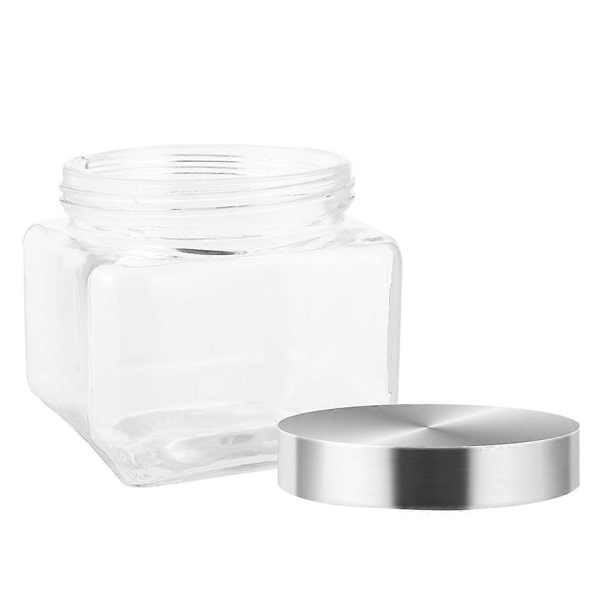 Food Storage Jar Glass Container for Kitchen Use 3Pcs Transparent Jars