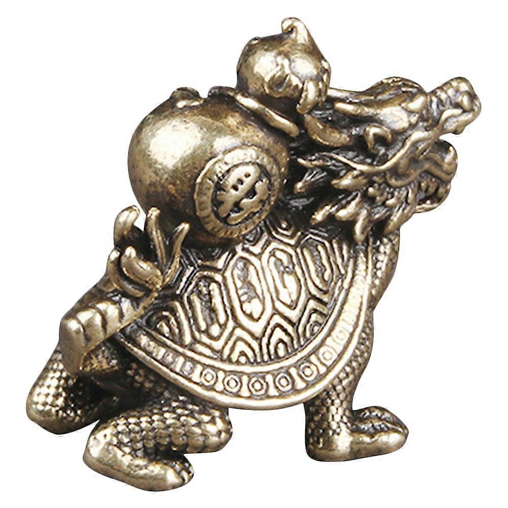 Brass Dragon Turtle Statue Decorative Figurine for Home Desktop 3Pcs Set