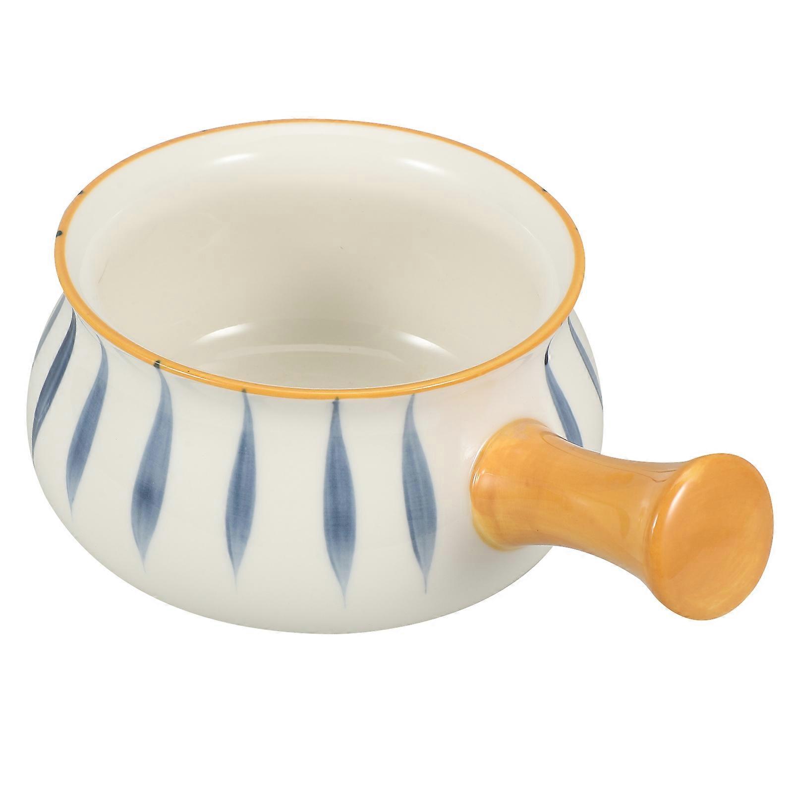Handled Ceramic Fruit Bowl for Storing Breakfast Salad Food