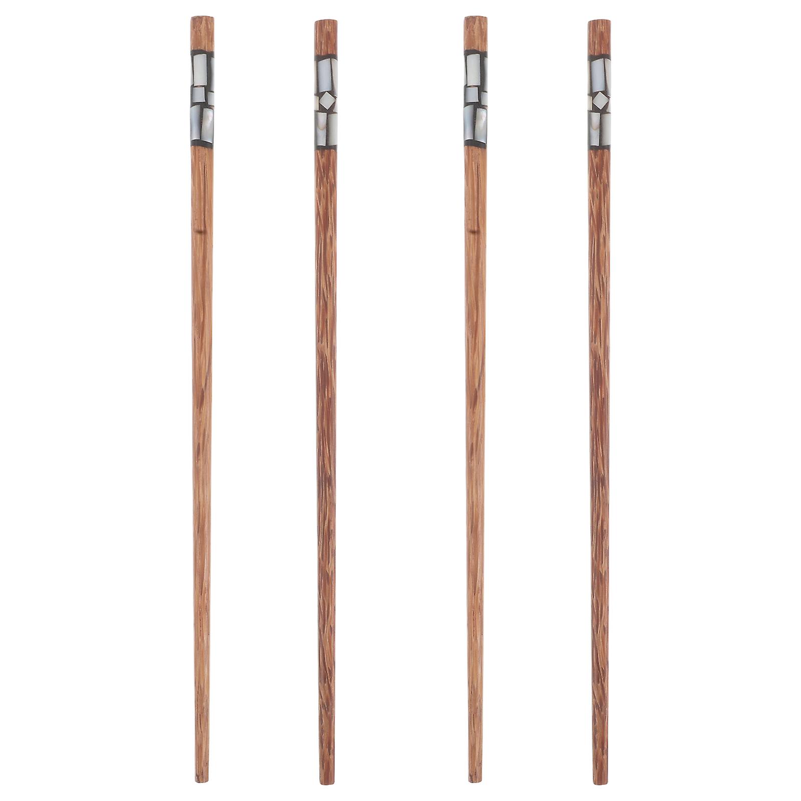 Reusable Brown Wooden Chopsticks Smooth For All Ages Home Use 8 Pairs