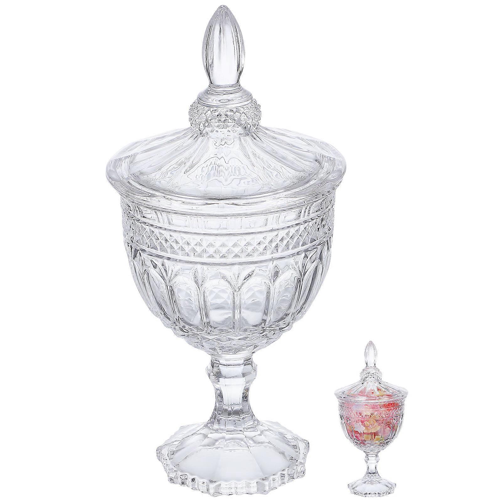 Glass Candy Jar Storage Container for Storage Use 2Pcs Transparent European Style