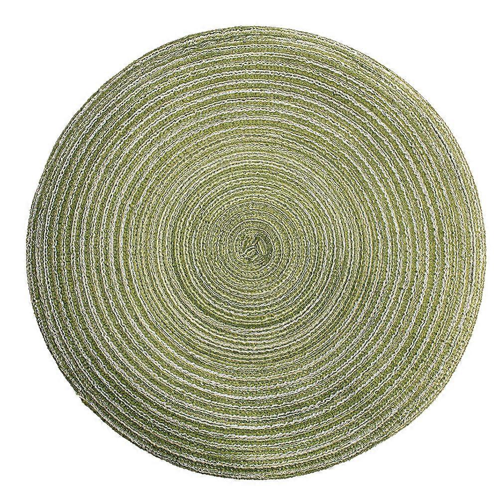 Table Placemats Round Woven Mats for Dining Use Kitchen 2Pcs Green