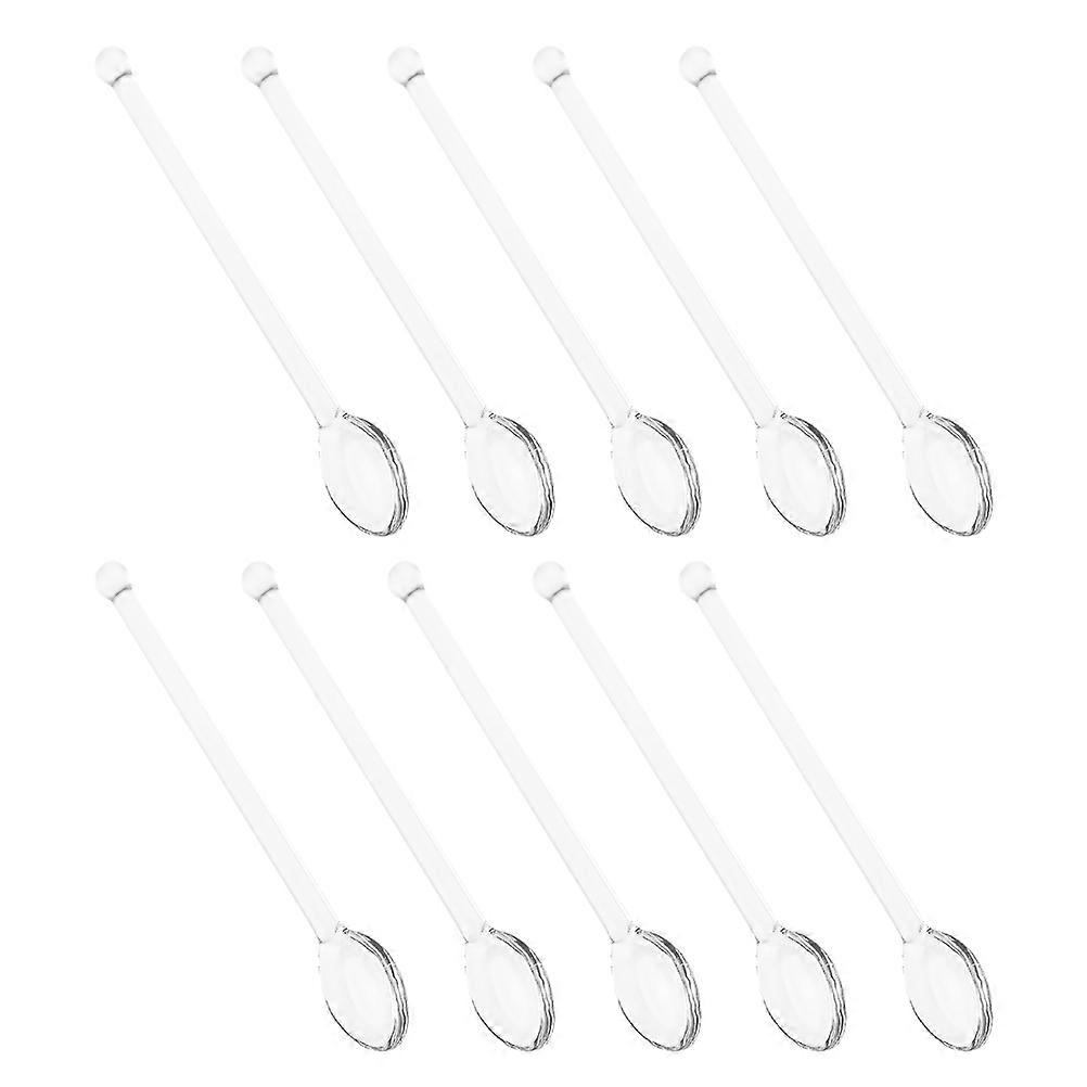 Transparent Glass Spoons Coffee Stirrers Mixing Beverages Dissolving Sugar Home Use 10Pcs