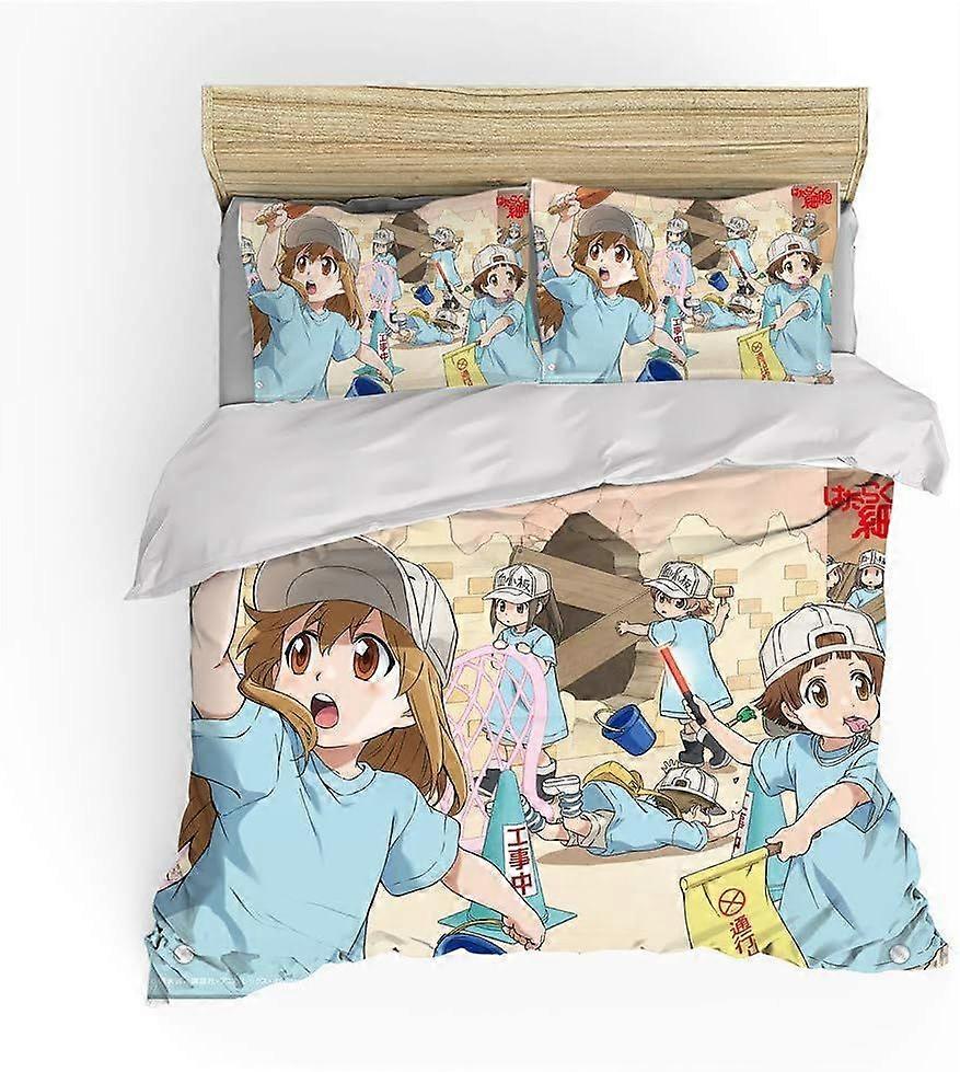 E631 Cells at Work Duvet Cover Bedding Set - Duvet Cover and Pillowcase Microfibre 3D Digital Print Three-Piece Bed Linen  R631